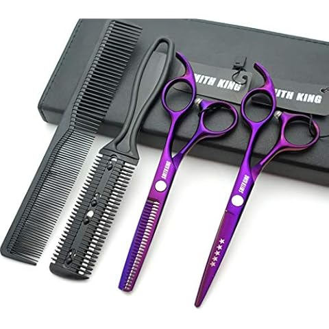 5.5 Inches Hair Scissors with Thinning Comb Hair Cutting Shears Thinning Shears Set for Professional and Personal (Violet) Cover