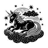 unicorni del mondo dei sogni Adesivi murali 42x42.7cm Pittura murale artistica Nero