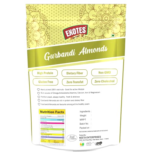 Image of Exotes Premium Dry Fruits (Gurbandi Almonds /Badam), 1000 g (Pack of 3)