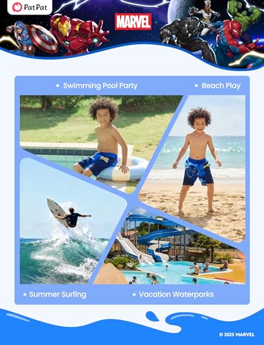 Image of Disney Stitch Spiderman Cars Winnie Toy Story Boy Swim Trunks UPF 50+Swim Shorts Compression Liner & Quick-Dry &Pockets 2-13Y