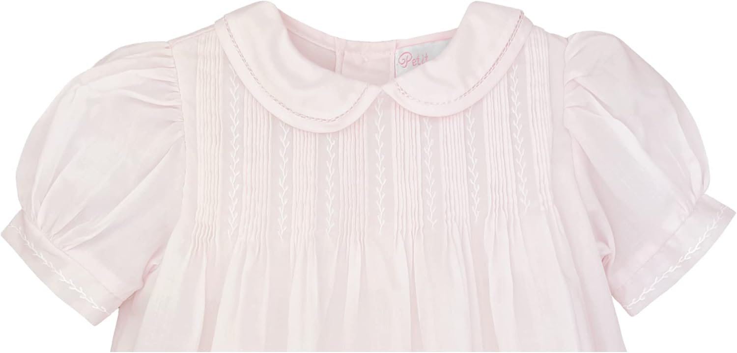 Petit Ami Baby Girls' Dress with Pintucks and Feather Stitching