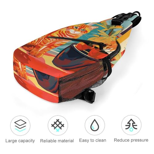 Bolso cruzado casual para pecho y hombro con diseño de gato miniatura 5