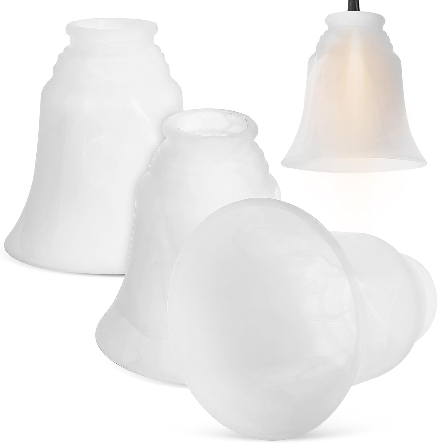 Lurrose 4pcs Frosted Glass Light Shades Replacement Fan Globes for Ceiling Lights Soft Diffused Lighting Easy Installation Versatile Compatibility Decorative Lamp Covers for Home Ceiling