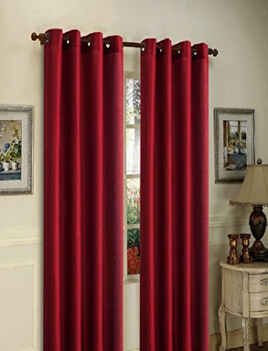 Gorgeous Home 1 Panel Solid Burgundy SEMI Sheer Window Faux Silk Antique Bronze Grommets Curtain Drapes MIRA (84" Length)