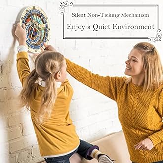 Prague Astronomical Wall Clocks Non-Ticking Silent Battery Operated Round Modern Wall Clock for Bedroom Living Room Kitchen School Office Home Decor, 9.8 Inches 25cm