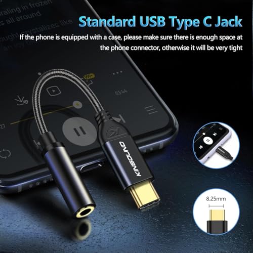 Kinsound USB Type C to 3.5 mm Audio Jack Connector with DAC Headphone Converter Adapter (Black) - Image 7