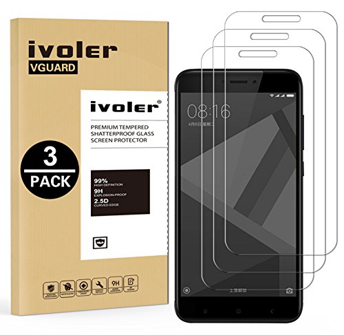 ivoler [3 Unidades] Protector de Pantalla para Xiaomi Redmi 4X / Redmi 4X Pro, Cristal Vidrio Templado Premium