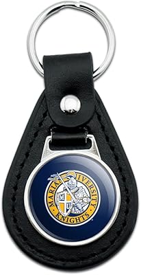 GRAPHICS & MORE Marian University Primary Logo Black Leather Keychain