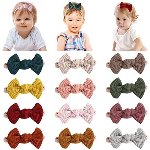 Conjunto de 12 diademas para bebé niña con lazo elástico Cover