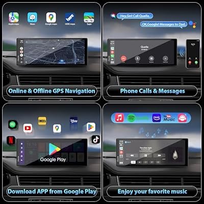 CARPURIDE Wireless CarPlay & Android Auto 4+64GB 8-Core, Online & Offline GPS Navigation 10.26 inch Car Play Screen, G00GLE Play, Mirror Link, Bluetooth, GPS-Antenne, Backup Cam