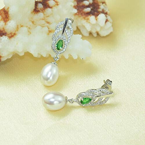 Orecchini di Perle di Moda Gioielli di Perle per Le Donne Orecchini Pendenti con Piume d'Acqua Perle d'Acqua Dolce Gioielli in Argento 925