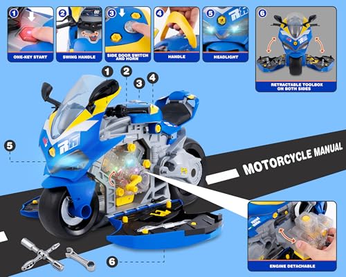 Take Apart Motorcycle Toy Engine Building Kit, Lights & Sounds,Kids Age 3-5 - image 2