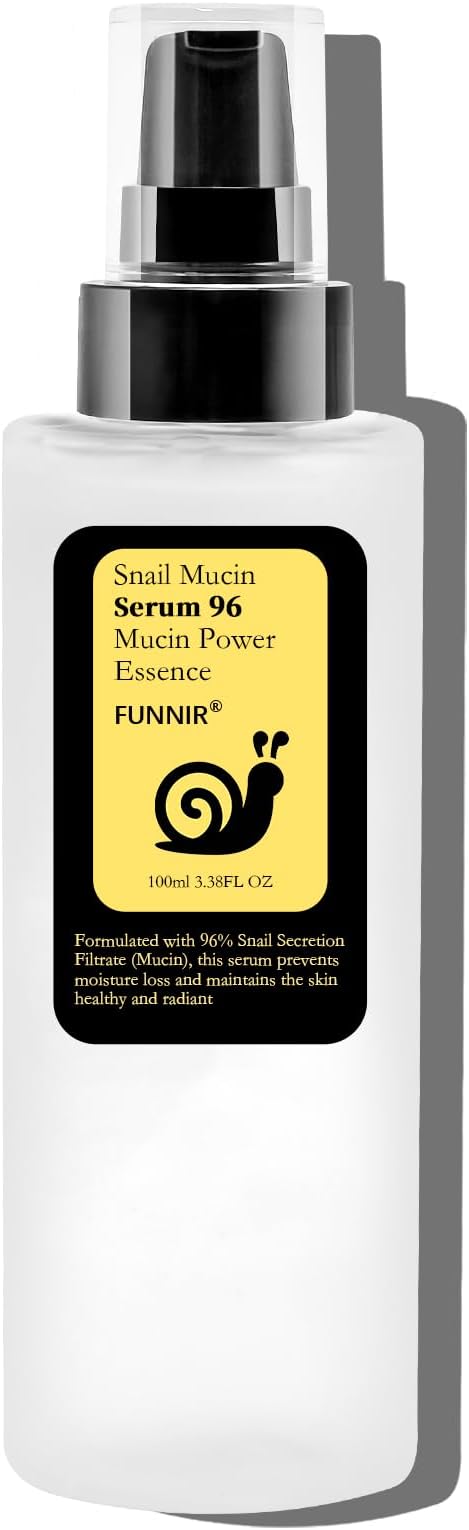 FUNNIR Snail Mucin 96% Essence 100ml, Hydrating Serum for Face with Snail Secretion Filtrate for Dull Skin, Skin care products for All Skin Types