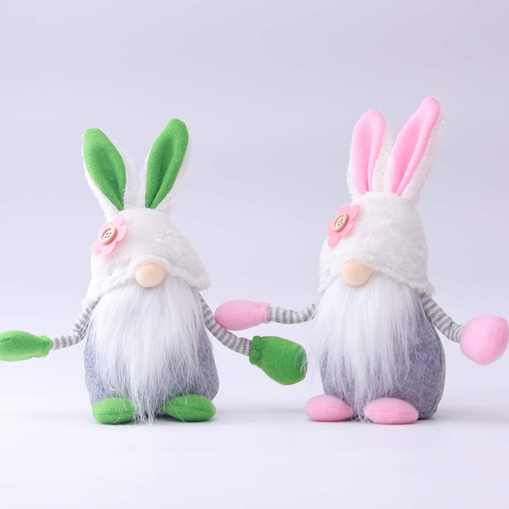 2 Pcs Easter Gnome Bunny with Easter Egg, Easter Gnomes Gonk Ornaments Easter Faceless Ornaments, Bunny Gnomes Ornaments, Easter Desktop Bunny Easter Gnome Decorations Gifts (Color C)