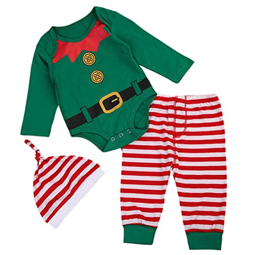 PRETYZOOM 2Pcs Baby Elf Christmas Christmas Baby Elf Pajamas Christmas Baby Santa Rompers Baby Elf Romper Bodysuit Outfit Baby Santa - Afbeelding 6