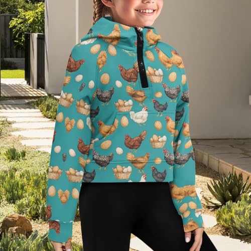 Teens Girls Pullover Hoodies Half Zip Hooded Sweatshirt Soft Long Sleeve Cropped Top Hoodies Jackets with Pocket3