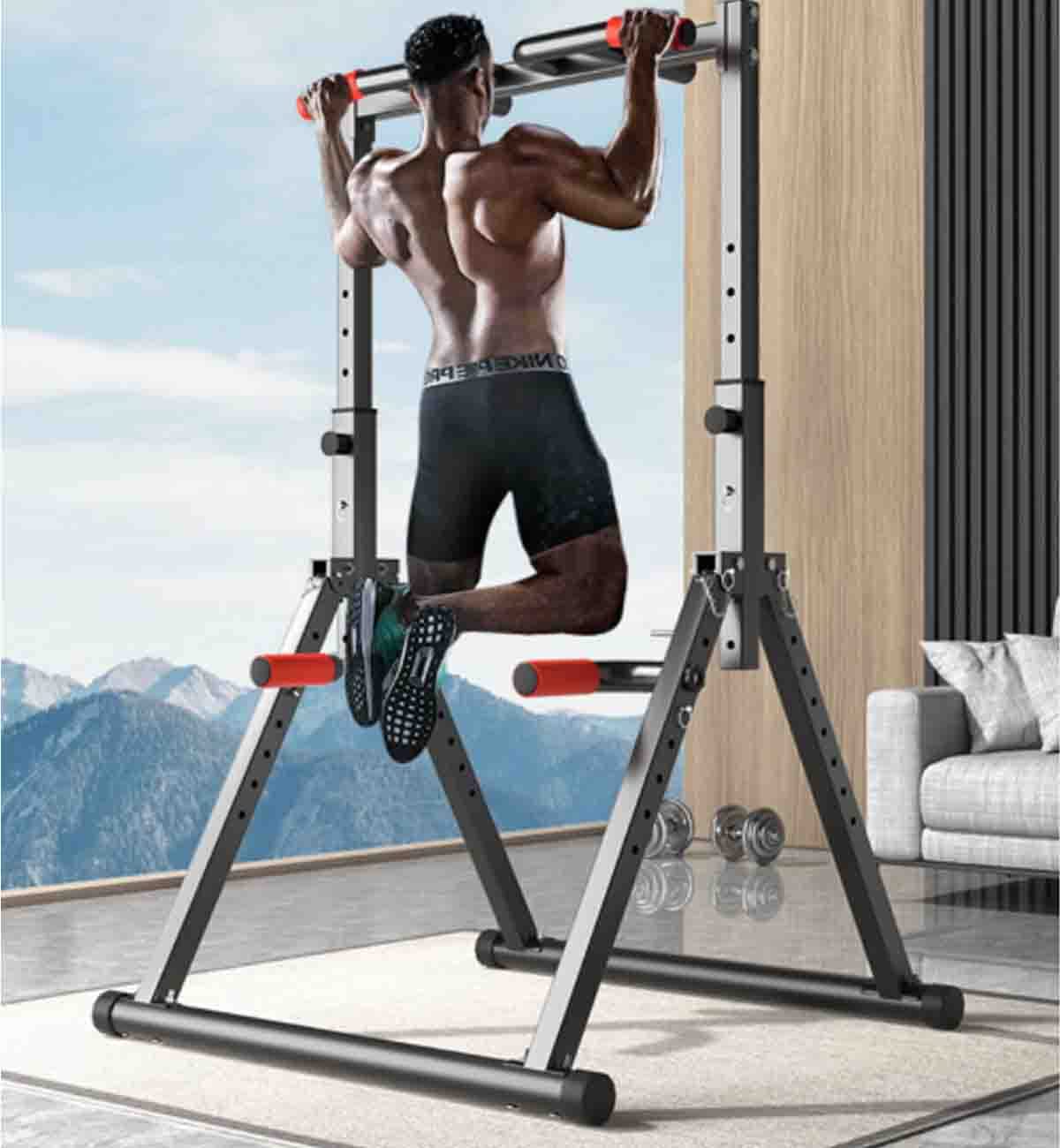 Folding Horizontal Bar Multi-Functional Indoor Home Household Steel Pipe Telescopic Pull-up Device Professional Fitness Frame