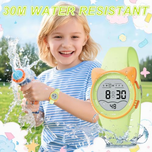 Image of Kids Digital Analog Watches for Girls Boys, 7 Color Lights Waterproof Cute Wristwatches for Kids with Alarm Stopwatch, Great Present for Girls Boys Ages 5-13