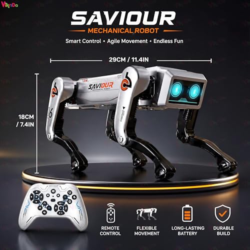 Image of VikriDA Interactive Robot Pet for Kids | Intelligent Programmable RC Pet with 30+ Actions and LED Eyes | Educational STEM Robot Toy for Boys Girls 6 7 8 9 10 11 Year Old