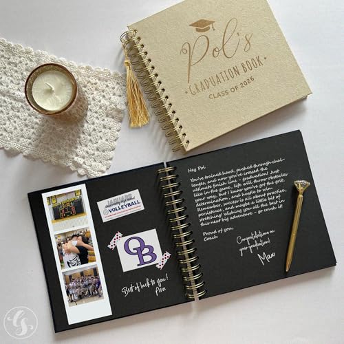 Image of Personalized Guest Book Sign-In Book for 21st, 30th, 50th, or 60th Birthday Party or Anniversary Fits 4x6 & 5x7 Polaroid Instax Pictures Keepsake Scrapbook Album (Ivory, Small - 8.3x8.3)