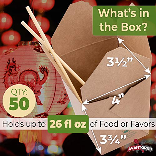 image for Avant Grub Eco-friendly, Durable 26oz Chinese Take Out Boxes 50pk. 100