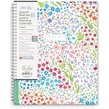 Blue Sky 2026-2027 Weekly and Monthly Academic Year Teacher Lesson Planner Calendar, July 2026 - June 2027, 8.5" x 11", Clear Pocket Cover, Wirebound, Laminated Tabs, Storage Pocket, Ditsy Dapple Light