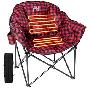 Slsy Heated Camping Chair Oversized Outdoor Portable Heated Folding Chairs Heated Foldable Chair Seat Supports 500 lbs Heating Chair for Outdoor Sports Camping Patio and Picnics