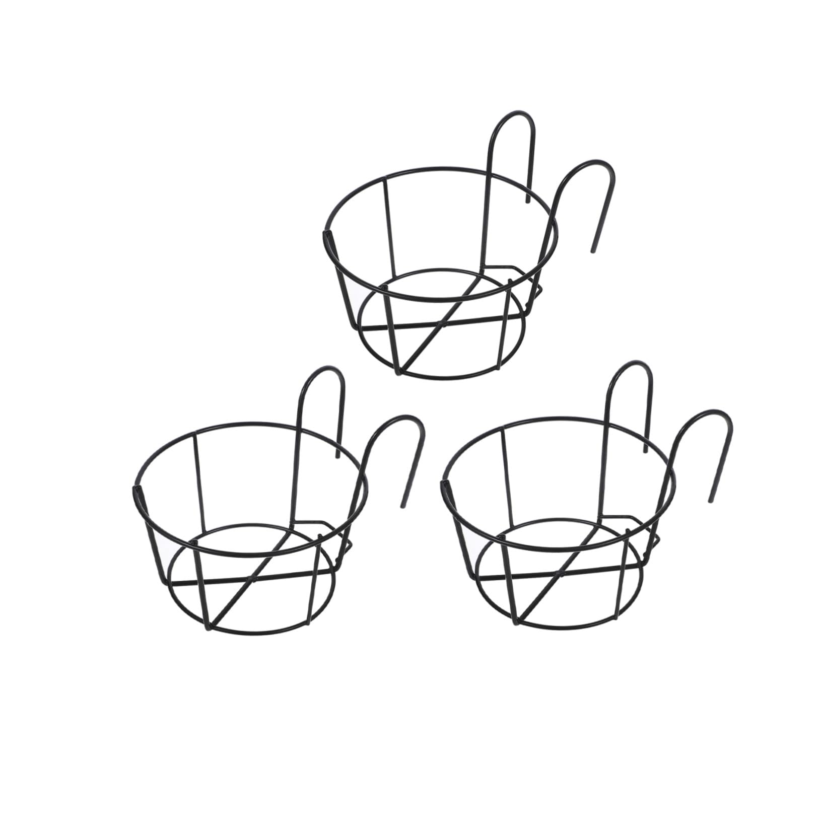 UPKOCH 3pièces Support Pot de Fleur Fer Rond Jardiniere Suspendue pour Balcon Étagère à Jardinières de Balcon Support pour Plantes de Jardinière pour Rambarde de Terrasse de Clôture