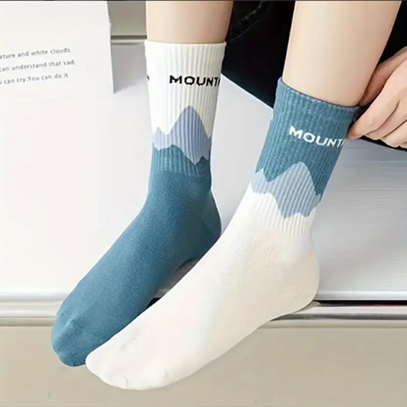 4 Pcs Unisex Fashion Gradient Pattern Comfort Breathable Casual Mid-Calf Socks, Knit Fabric2