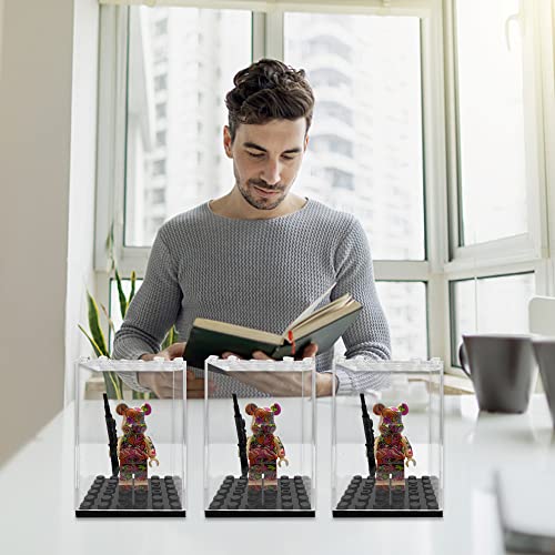 Gobesty Mini Vitrine Acryl, 12 Stück Acryl Schaukasten Vitrine, Minifiguren Modell Vitrine, Staubdichte Modell Vitrine für Ziegelstein Block Actionfiguren Aufbewahrungs, 4.8*4.8*6.8cm