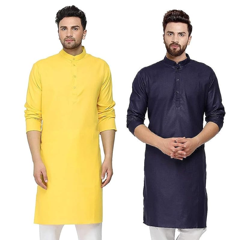 Image of WESTCORE Men's Cotton Kurta Combo - Pack of 2 | Traditional Ethnic Wear for Festivals & Celebrations