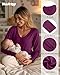 Huukeay 3 Pack Women's Long Sleeve Nursing Tops, Breastfeeding Hidden Zippers Shirts V Neck Maternity Pregnancy Tees Clothes(Black, Navy Blue, Fuchsia,X-Large)