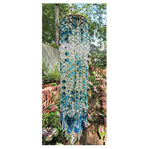 Blå Aurora Crystal Wind Chimes Glass Suncatcher Ornament för trädgård utomhus inomhus