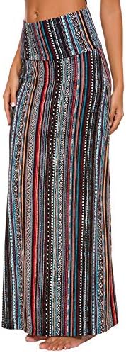 Urban CoCo Women's Stylish Spandex Comfy Fold-Over Flare Long Maxi Skirt (M, 6)