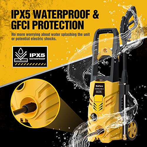 WestForce Electric Pressure Washer, 2800 PSI 1.76 GPM Car Power Washer High Pressure Washer Machine with Spray Gun, Pressure Hose and Nozzles for Vehicle, Home, Garden