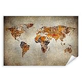 Postereck - 0555 - Moderne Weltkarte, Bunt Kontinente Vintage Farben - Unterricht Klassenzimmer Schule Wandposter Fotoposter Bilder Wandbild Wandbilder - Poster - DIN A4 - 21,0 cm x 29,7 cm