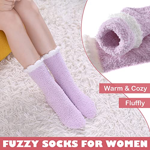 Image of LINEMIN Womens Fuzzy Socks Cozy Fluffy Winter Warm Slipper Socks Microfiber Soft Home Sleeping Socks