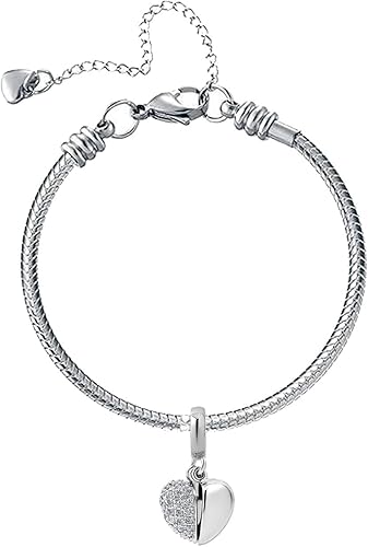 Miniatura 5 de KunBead - Abalorio con forma de corazón con texto en inglés I Love You para pulseras, regalo de cumpleaños para abuela, hermana, mamá, mejor amiga.