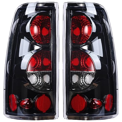 Boine Tail Light Compatible With 1999-2006 Chevy Silverado 1500 2500 3500 GMC Sierra 1500 2500 Driver and Passenger Side Rear Light Brake Lamps (OE Black Clear Lens)