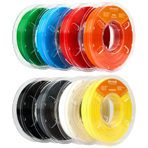 Image of ERYONE PLA Filament 3D Printer Filament Bundle Multicolor 1.75mm + /- 0.03mm, PLA Filament 250g Spool, 8 Rolls, Versatile Colors