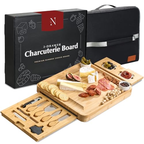 Namre' Large Charcuterie Board Gift Set: Insulated Travel Bag -Charcuterie Trays - Bamboo Cheese...