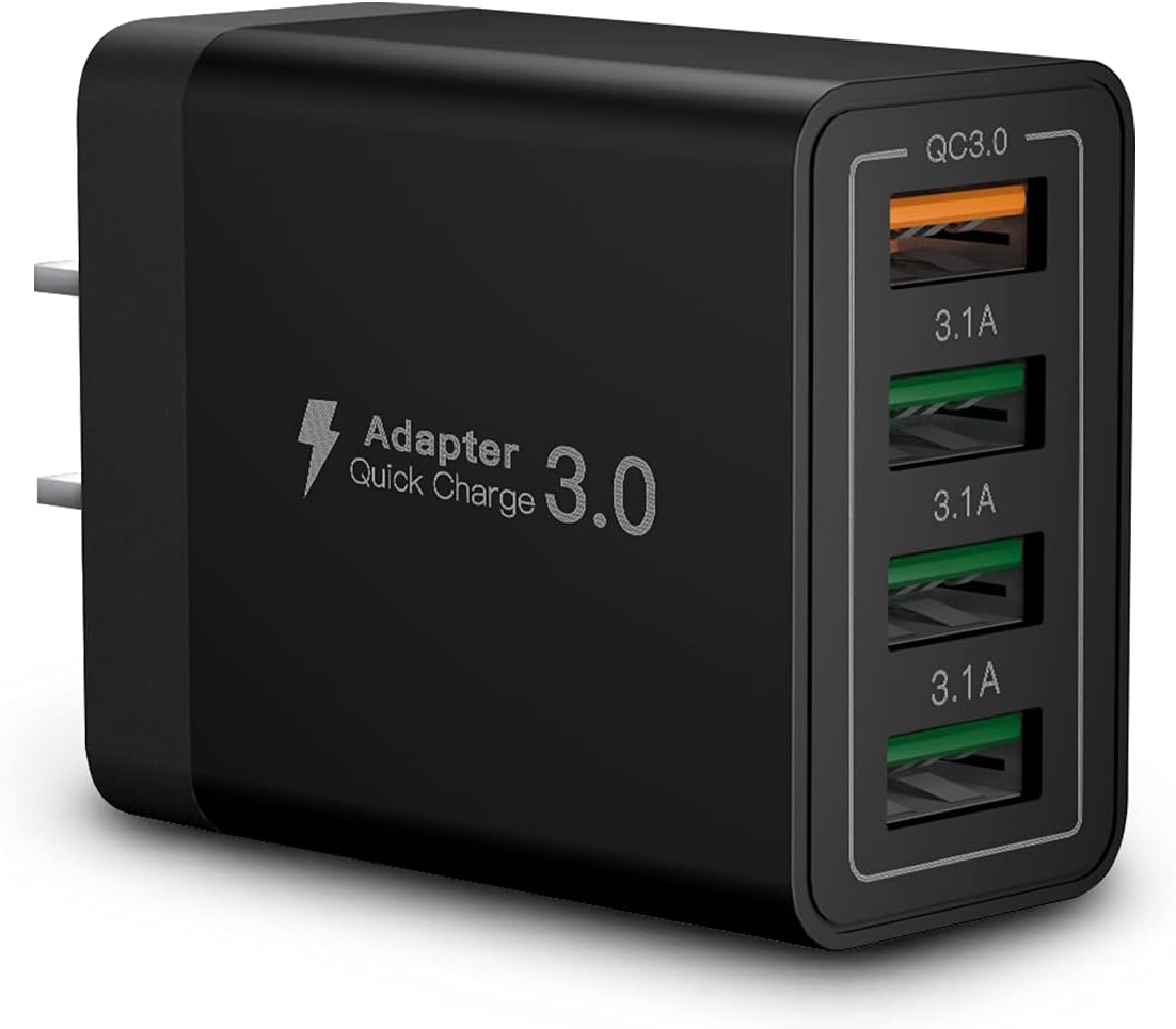 USB Wall Charger Block,Aioneus 40W 4-Port Charging Block,QC 3.0 Fast USB Wall Plug for iPhone 15/14 Max/XR/X/8/7/6,Tablets,Charging Cube with Galaxy/Note/Edge,LG,Nexus,HTC,Google Pixel,and More