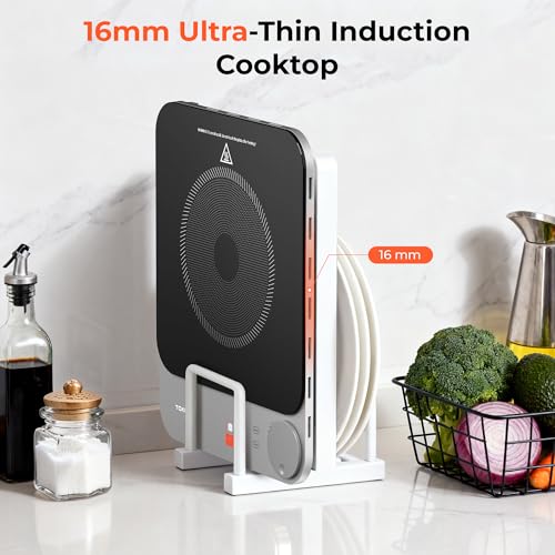 TOKIT Induktionskochfeld 2100W, 16mm Ultradünn Induction Hob 9 Heizstufen, Induktionskochplatte NFC-Online-Rezept, Tasten-Steuerung Induction Cooker Für Küche, Wohnheim, Camping (Grau) – Bild 5