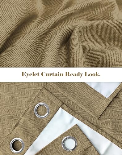 Image of Casableu Twillbone Digital Print 85% Blackout Curtains for Long Door /Window, Thermal Insulated, Tie Back, Wider Width 50 in, Eyelet Curtains for Living Room /Bedroom (D Brown 9 ft Set of 2)