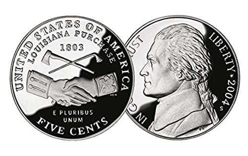 Miniatura 4 de 2004 S Deep Cameo Proof Jefferson Nickels Juego de 2 monedas - Lewis y Clark Keelboat y Louisiana Purchase Peace Medal - 5c US Mint DCAM