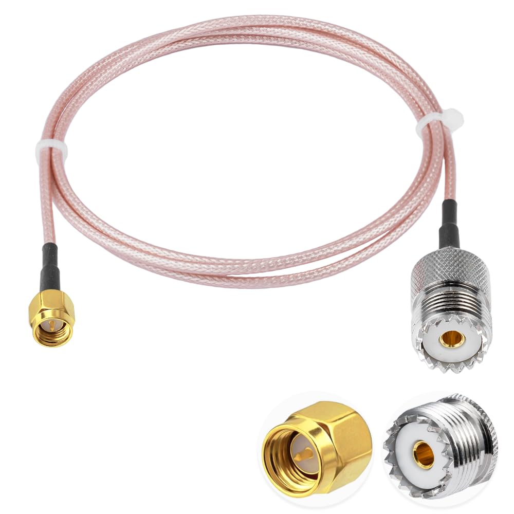 Vecys SMA Male to UHF Female RF Coaxial Coax Cable SMA Male to SO-239 Pigtail RG316 3ft/1m for SDR UV-5R Series Handheld CB Radio Two Way Radio, Walkie Talkie