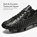LEOCI Soccer Cleats for Women's and Men's Outdoor Unisex Football Shoes Firm Rugby Boots Black-Grey