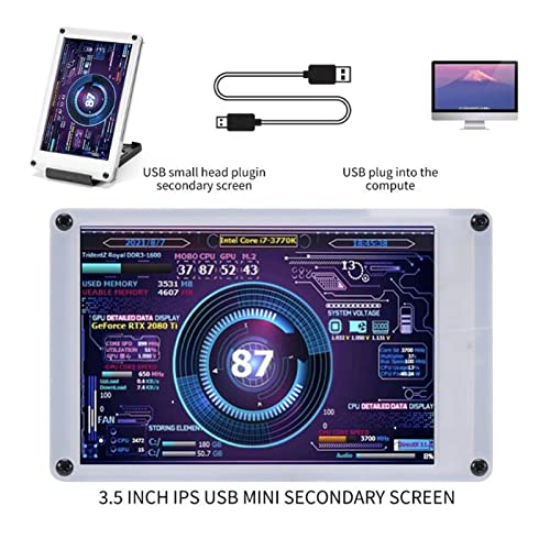 Image of Acogedor 3.5 Inch IPS USB Mini Screen, Computer Temp Monitor, PC CPU GPU RAM HDD Data Monitor, PC Sensor Panel Display, with Visual Theme Editor
