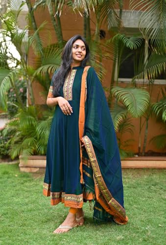 Image of GoSriKi Women's Rayon Viscose Solid Anarkali Kurta with Dupatta