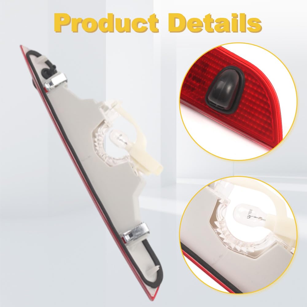 Riloer Terza Luce Freno Centrale Alto Montaggio Lampada di Stop 6S61-13N408-AA 1pz Rosso | Compatibile con Ford Fiesta 5 porte Hatchback 2005-2008, 6S61-13N408-AA 1363489, lampadina alogena